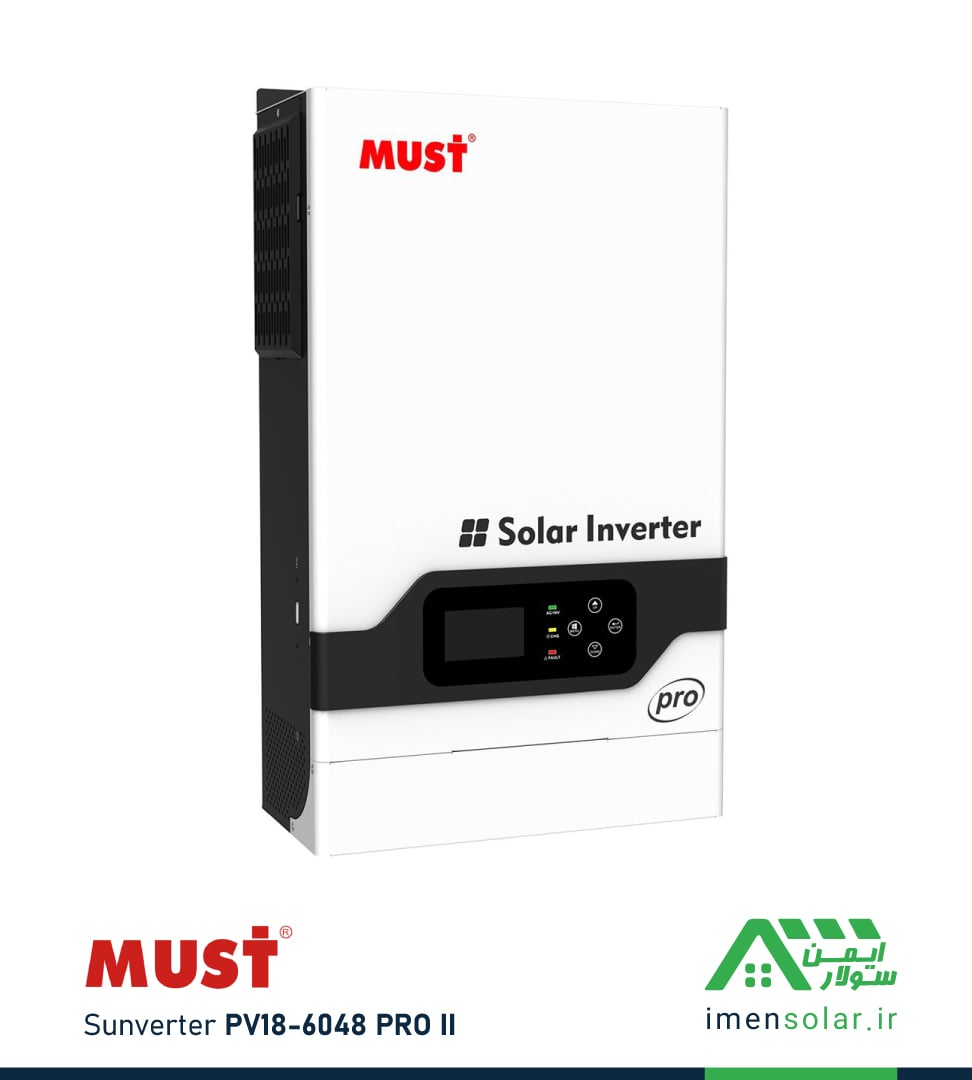 MUST-sunverter-PV18-6048-PRO-II سانورتر 6 کیلووات، 48 ولت، 120 آمپر MPPT برند MUST مدل PV18-6048 PRO II