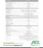 دیتاشیت و مشخصات فنی اینورتر متصل به شبکه (آنگرید) 150 کیلووات سه فاز SUNGROW مدل SG150CX-P2