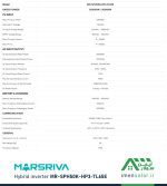 مشخصات فنی اینورتر هیبریدی MARSRIVA مدل MR-SPH50K-HP3-TL65E
