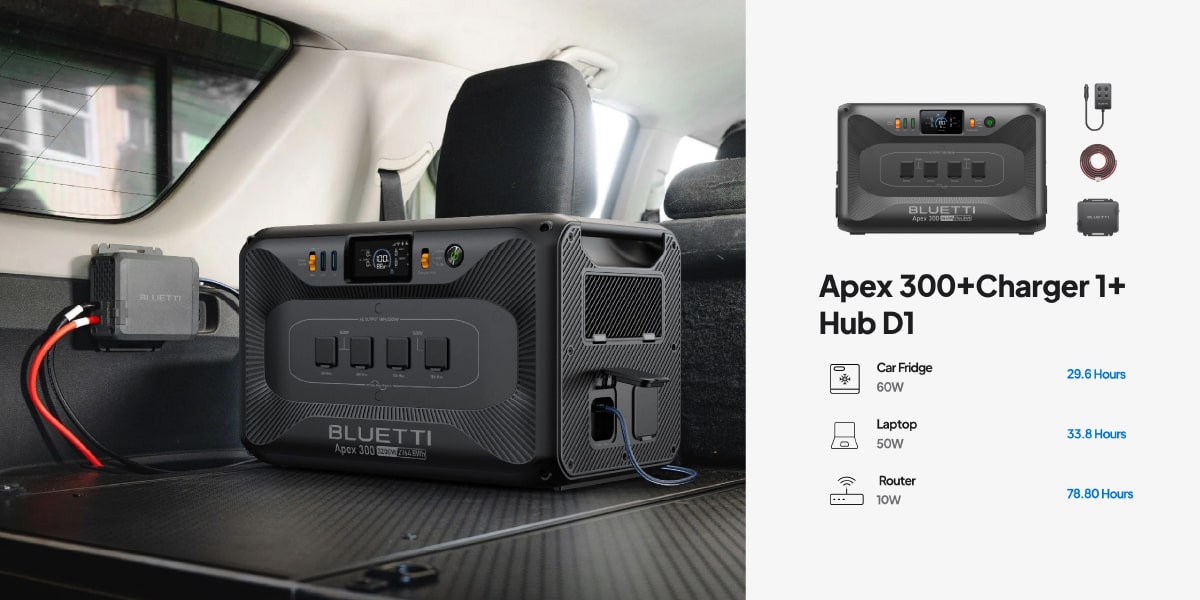 پاوراستیشن APEX300 BLUETTI قابل شارژ با ماشین