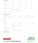 مشخصات فنی ESS سیستم ذخیره انرژی MUST مدل HBP19-10048 VPM (10000W)