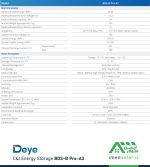 مشخصات فنی باتری ذخیره‌ انرژی (ESS) صنعتی ولت برند DeYe مدل BOS-B Pro-A3