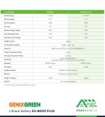مشخصات فنی باتری لیتیومی GenixGreen ES-BOX12 PLUS