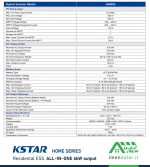 مشخصات فنی اینورتر هیبریدی HH6KS در ESS خانگی Kstar سری HOME